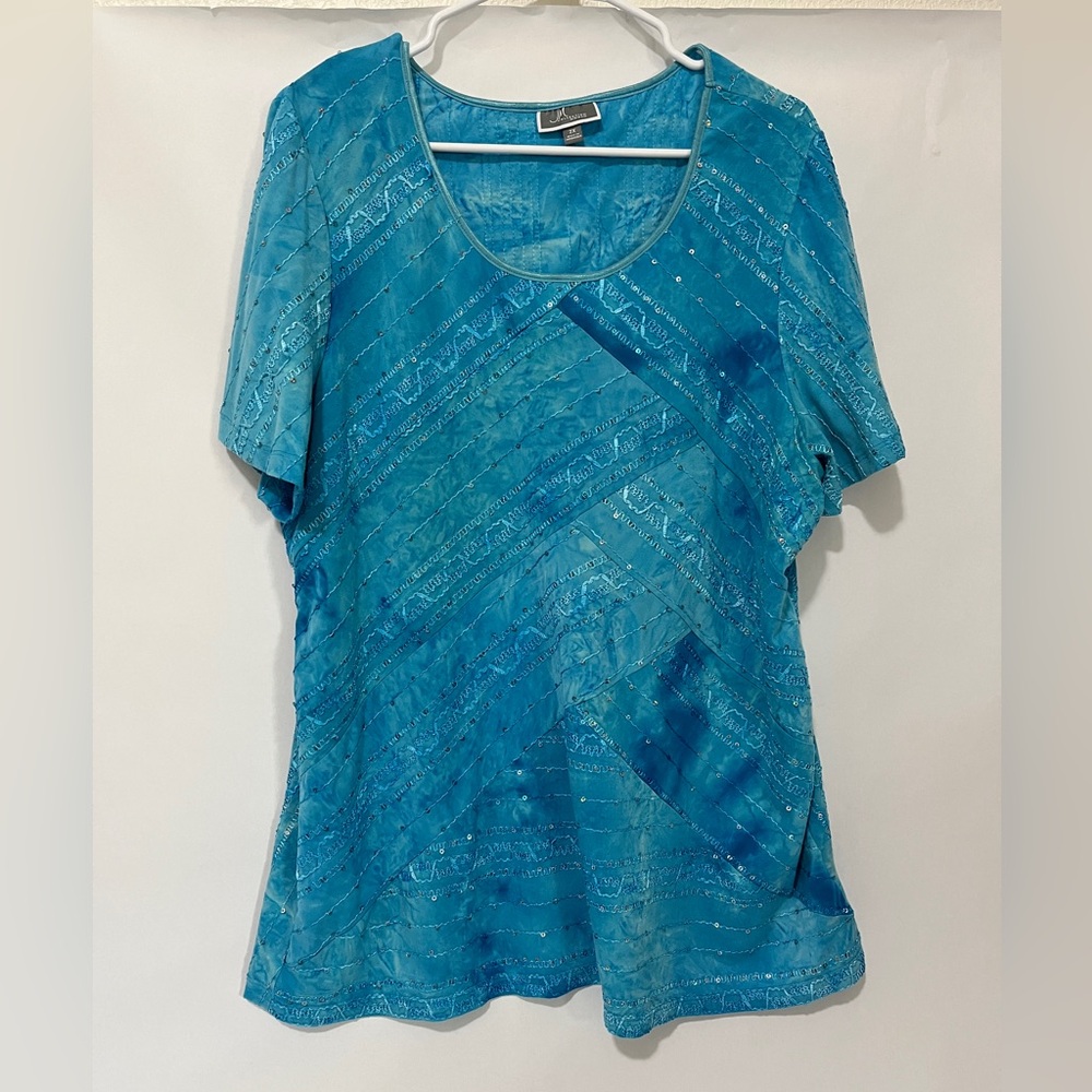 JM Collection Teal Women's Blouse